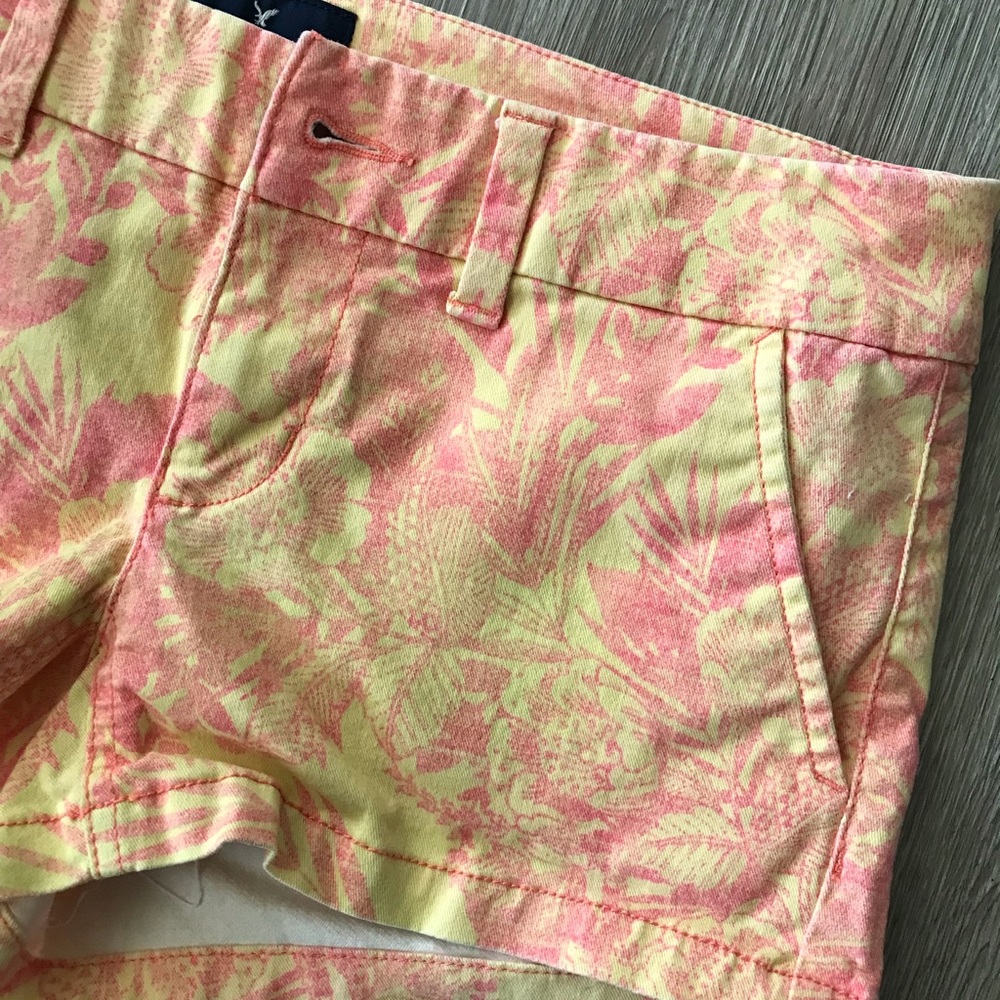 Orange Yellow Tropical Flower Leaf Shorts - Picture 5 of 6